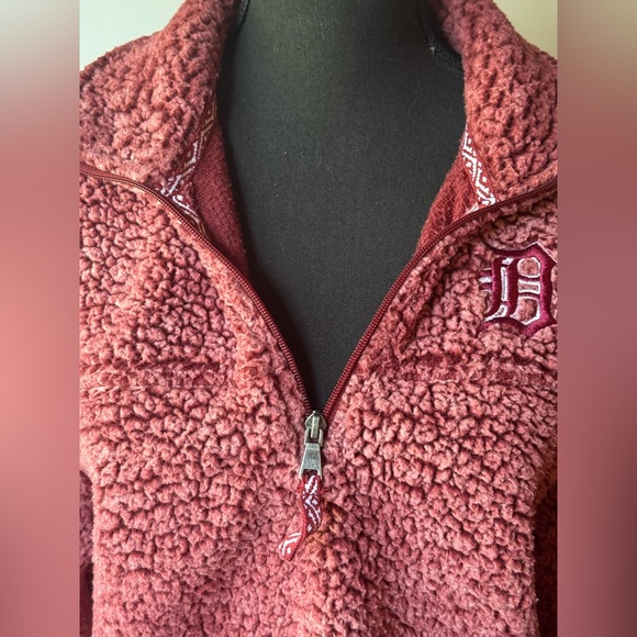 Boxercraft Women's Detroit Red Sherpa quarter zip Cowl Neck Sweater Soft Large - Picture 3 of 7